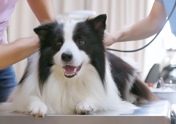 vet check dog with stethoscope